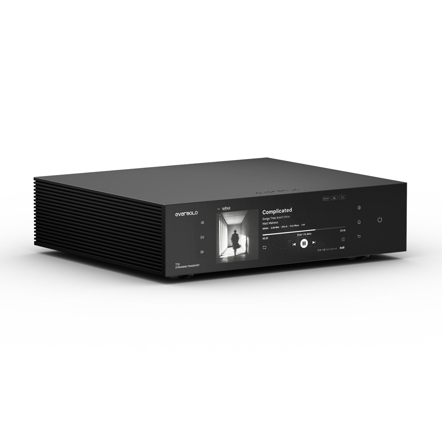 Eversolo T10 Streaming Transport - Side view / Now playing interface