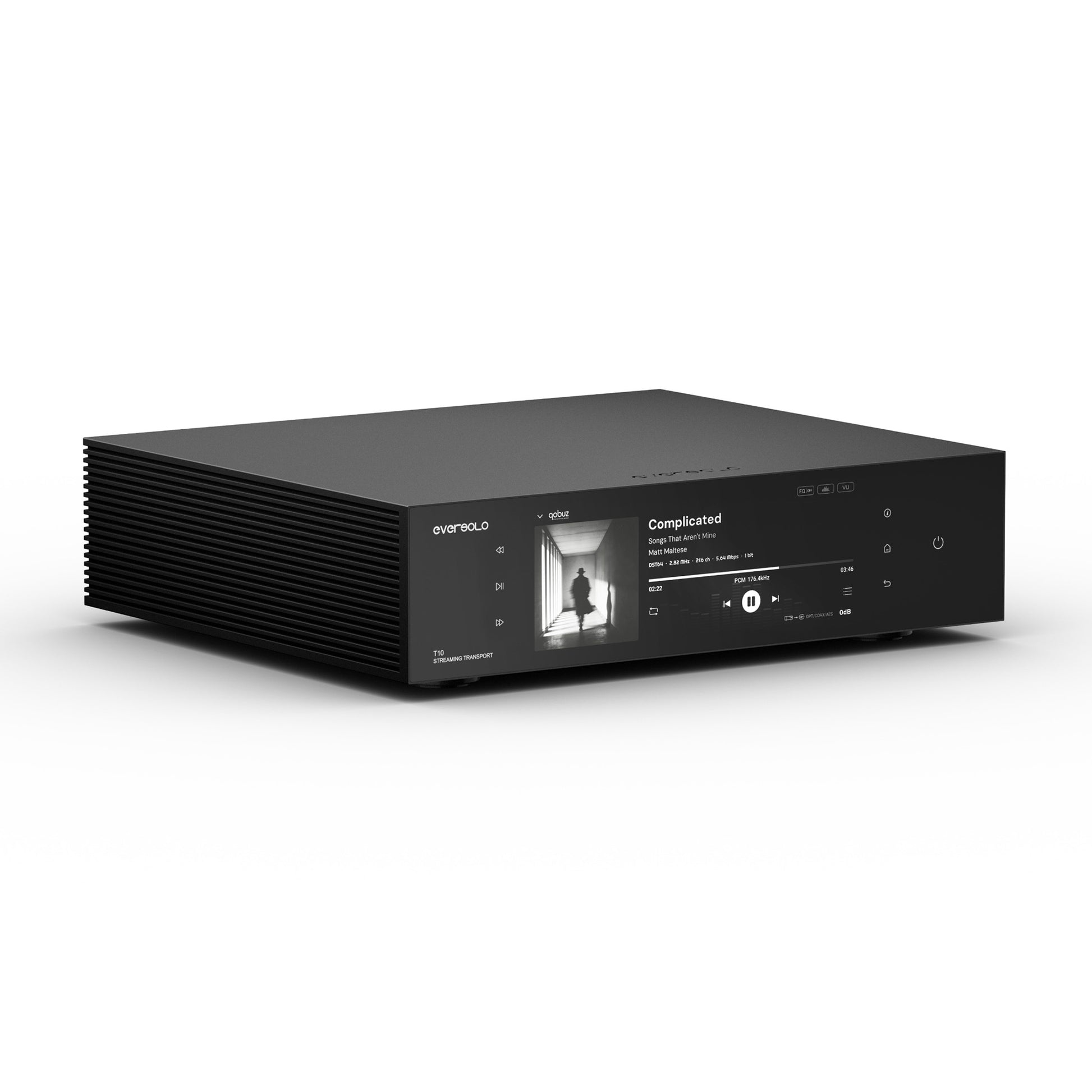 Eversolo T10 Streaming Transport - Side view / Now playing interface